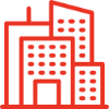 Minimalist red skyscrapers graphic design